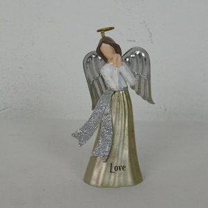 Gold Silver Love Faceless Angel Figure Figurine Plaster 4.5" Christmas Ornament